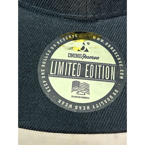 Dnine Reserve Snapback Hat Black Solid Adjustable Gold Pot Emblem Embroidered - Picture 6 of 10